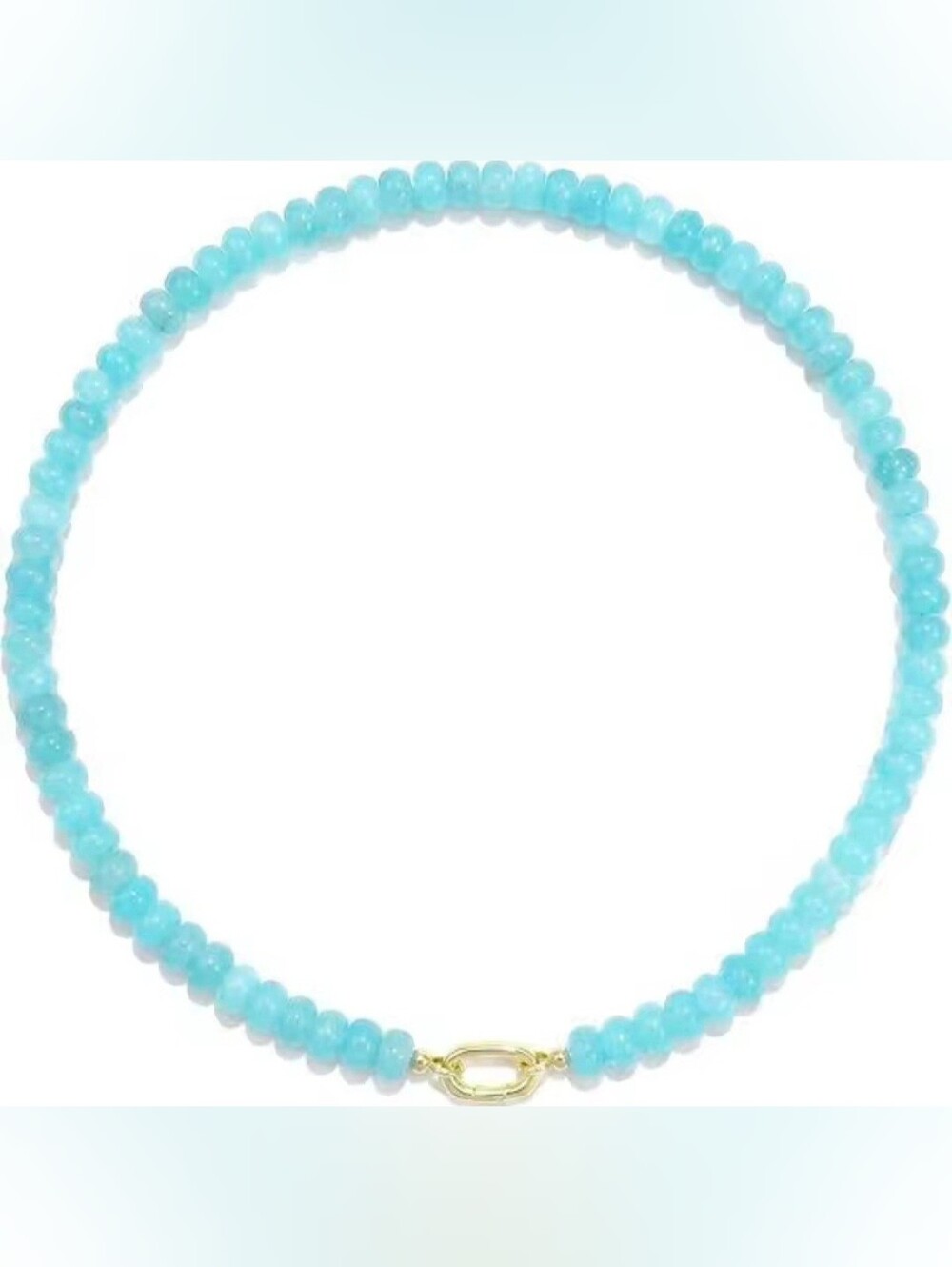 🩵🩵NEW🩵🩵 PRETTY!! AMZONITE Beaded Gemstone Necklace With A GOLD Buckle Pendan
